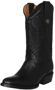 Damen-Westernstiefel schwarz halbhohes Kalbsleder runde Spitze Rodeo-Kleidung Freizeit - Bild 1 von 5