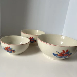 Vintage Mid Century 1940s Universal Cambridge Pottery Bowls, Calico Fruit.3total - Picture 1 of 16
