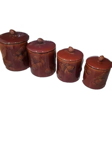 4er Set Big Sky Schnitzer Kanister Tannenzapfen Keramik Vorratsgläser *schön*  - Bild 1 von 7