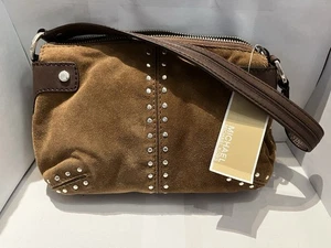 Vintage Michael Kors Astor Studded Brown Suede Satchel Handbag Purse - Picture 1 of 7