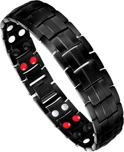 Feraco Herren Armband Magnet Titan Stahl 4 Elemente Magnete Armband, Schwarz - Bild 1 von 5
