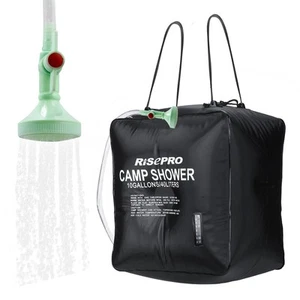 RISEPRO 10 gallons/40L Solar Shower Bag Solar Heating Camping Shower Bag with - Picture 1 of 7