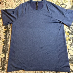 Lululemon Metal Vent Tech Short Sleeve Shirt Blue XL Seamless Odor Resistant - Picture 1 of 4