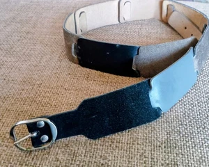 VTG Calderon Handmade Leather USA Boho Retro Mod Belt Black Brown Gray M 32 - Picture 1 of 7