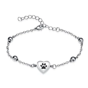 Pet Paw Urn Bracelet for Ashes Adjustable Heart Cremation Bracelet for Pets A... - Picture 1 of 9