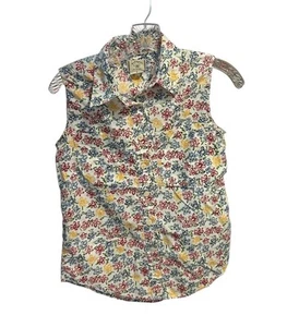 Wranglers Shirt Women Sz Small Sleeveless White Floral Button Down Collar Pocket - Picture 1 of 7