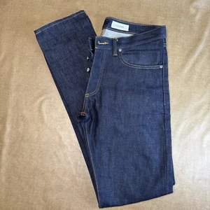 Gustin Jeans Mens 34 X 36 Selvedge Slim Fit Button Fly Denim Blue Indigo - Picture 1 of 9