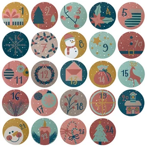 24 Adventskalender Sticker Zahlen Aufkleber für Weihnachten Advent zum Basteln - Bild 1 von 1