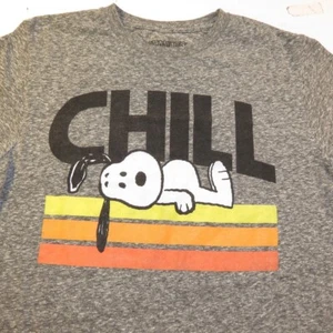 PEANUTS SNOOPY CARTOON DOG CHILL TEE T-SHIRT Herren S grau  - Bild 1 von 3