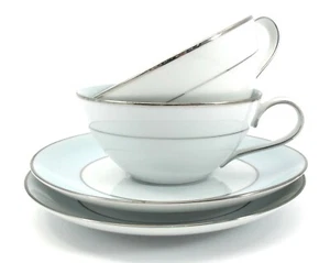 Noritake Bluedale 5533 CUP & SAUCER Set of 2 Light Blue Rim Vintage 1950’s - Picture 1 of 11