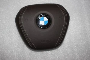 COPRI AIRBAG VOLANTE GUIDA PELLE MARRONE BMW 5 & 7 G30 G31 G32 G11 - Foto 1 di 11