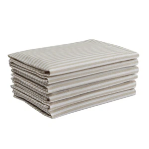 Cotton Napkins Stripes Beige & White 6/pack - Picture 1 of 6