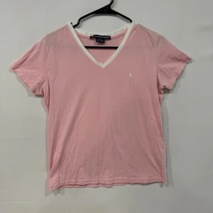 Ralph Lauren Sport T-Shirt Womens M Pink V-Neck Cotton Pony Logo - Bild 1 von 5