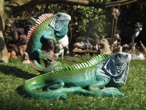 LEGUAN Deko Figur Reptilien Echse 2 im SET lebensecht wetterfest Wanddeko Neu - Bild 1 von 13