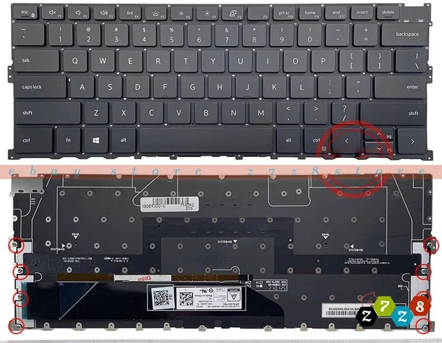 Novo teclado retroiluminado dos EUA para notebook Dell XPS 13 9300 9301 9310 2020 P117G 00Y78C - Imagem 1 de 1