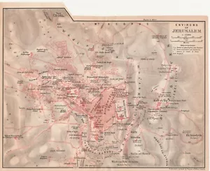 Jerusalem القُدس יְרוּשָׁלַיִם Original map city plan 1912 PALESTINE ISRAEL - Picture 1 of 13