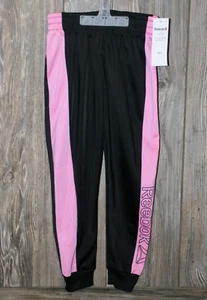 NWT Reebok Logo Girls size 5 Polyester Jogging Pants Black & Pink (S-1811 - Picture 1 of 5
