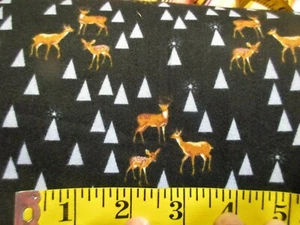 1 Fat Quarter New Cotton FLANNEL Fabric Tula Pink Road Trip Deer Trees on Black - Picture 1 of 2