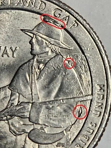 2016 P Cumberland Gap Washington Quarter Large & small Die Chip Errors obverse - Picture 1 of 3