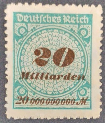 German Empire 1923 Stamp 20 Billion Mark # Deutsches Reich 20 Milliarden Mark - Image 1 of 2