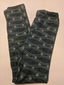 LuLaRoe Kids Leggings Small Green / White Pattern Waist 20" inseam 22" - Picture 1 of 4