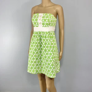 Abito prendisole donna Lilly Pulitzer senza spalline taglia 2 verde stampa margherita logo  - Foto 1 di 9