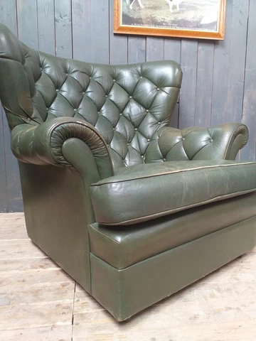Mid Century Green Wingback Armchair Cover