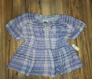 Blusa pequeña a cuadros lila Pilcro and the Letterpress Anthropologie para mujer nueva con etiquetas $98 - Imagen 1 de 7