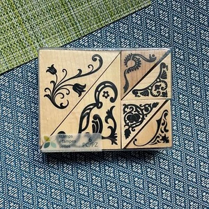 Juego de 6 estampillas de goma filagreo de página de esquina para estilo de diseño decorativo victoriano - Imagen 1 de 2