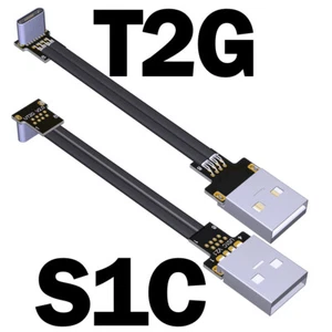 90 Degree USB A Cable Ribbon Flat Angled Up Down USB 2.0 Type-C Fast Charging - Picture 1 of 12