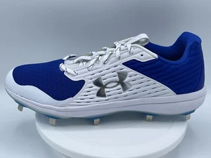 NEW Under Armour YARD MT Metal Baseball Cleats Mens SIZE 16 Royal BLUE & White - Afbeelding 1 van 12