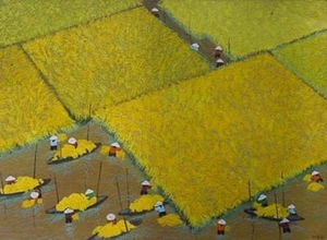 Le Quan Vietnamese rice of fields #3 original Art In Heart - Picture 1 of 1