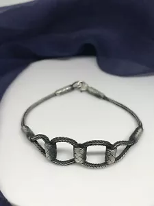 Hand-Woven Silver Bracelet Size 7 1/2'', love knot - Picture 1 of 5