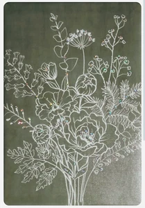 Wall Art, Unframed CANVAS, FLOWER BOUQUET in SAGE GREEN w 3-D SEQUINS - Picture 1 of 2