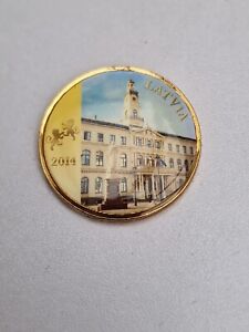 2 Euro 2014 Gold Plated RARE! Excellent Condition Coins Latvia 