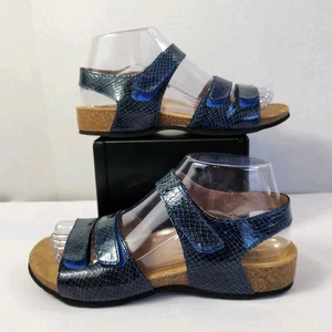 Vionic Womens Valencia Orthaheel Comfort Sandals Sz 6 EU 37 Blue Snakeskin Shoe - Picture 1 of 17
