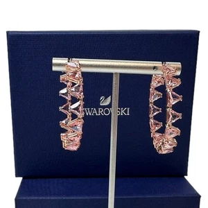 Swarovski Ortyx hoop earrings Triangle cut, Pink, Rose gold-tone plated - Picture 1 of 12