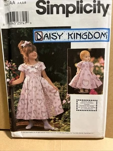 Simplicity 9097 Girls Dress 18" Doll Dress Daisy Kingdom Pattern  3-6 * Uncut - Picture 1 of 8