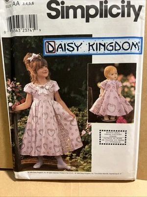 Simplicity 9097 Girls Dress 18" Doll Dress Daisy Kingdom Pattern  3-6 * Uncut - Image 1 of 4