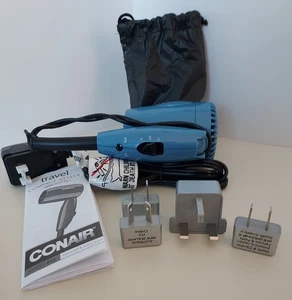 Conair 1600W Folding Travel Size Dual Voltage Hair Dryer with 4 Travel Adapters - Picture 1 of 8