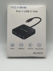 ACASIS 6 in 1 USB C Hub Multiport Adapter with 4K HDMI, Power Delivery 100 W 3.0 - Picture 1 of 4
