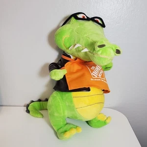 Home Depot Plush Crocodile Alligator Toy Carlos 11” Leather Jacket Orange Apron - Picture 1 of 9