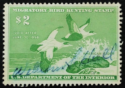 U.S. Used Stamp Scott #RW24 $2 Federal Duck Hunting. Fine - Very Fine. Choice! - Image 1 of 2