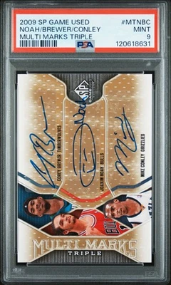 2009-10 SP Game Used Multi Marks Conley Jr./Brewer/Noah PSA 9 POP 1 NONE HIGHER! - Image 1 of 2