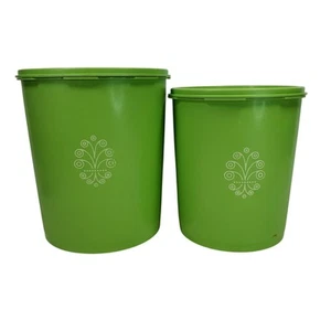 Lote de 2 De Colección Tupperware Anidación Servalier Bote Verde Grande 805-4 Med 807-5 - Imagen 1 de 11