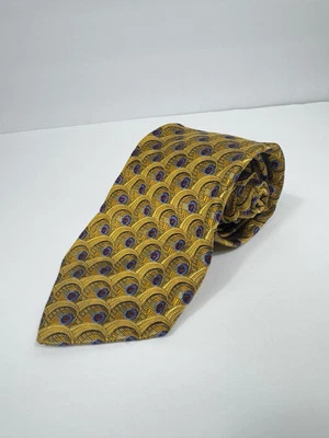 Robert Talbott Best Of Class Mens Silk Necktie 57.5” X 3.75” Gold Blue Red - Image 1 of 4