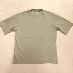 Uniqlo Mens AIRism Cotton Blend Oversized T-Shirt Half-Sleeve Light Green Large - Picture 1 of 9