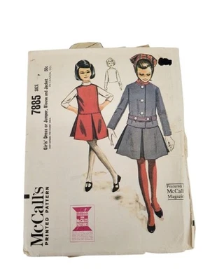 McCall's 7885 Girls' Dress Jumper Blouse Jacket Pattern Size 7 - Image 1 of 3