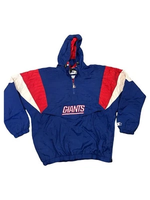 Vintage 90s Starter New York Giants 1/4 Zip Puffer Pullover Jacket Size L - Image 1 of 4