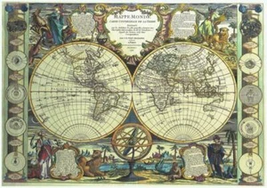 Doppelhalbkugelkarte Jean Nolin Reproduktionskarte c1755 A3 Größe Pergamentpapier. - Bild 1 von 1